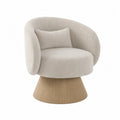 Silla Tapizada Beige con Base de Madera