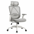 Silla de oficina ergonómica con respaldo de malla y reposabrazos ajustables gris