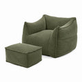 Sofá con Reposapiés de Pana Verde