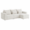 Sofá modular en L tela de pana beige con chaise longue 270 cm