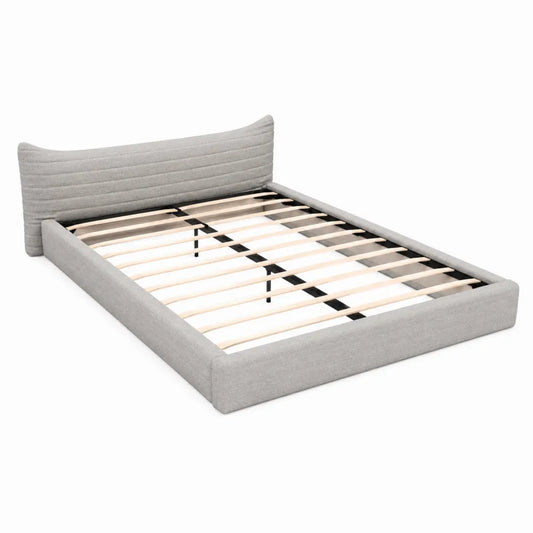 Cama tapizada gris con cabecero acolchado 200x160 cm