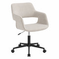 Silla de oficina con ruedas en tejido de lino beige