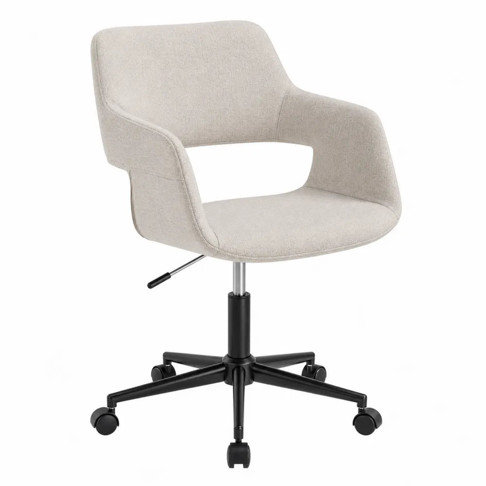 Silla de oficina con ruedas en tejido de lino beige