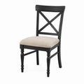 Silla de comedor de madera negra con asiento de poliéster beige