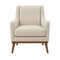 Silla de tela beige con patas de madera 85x70x85 cm