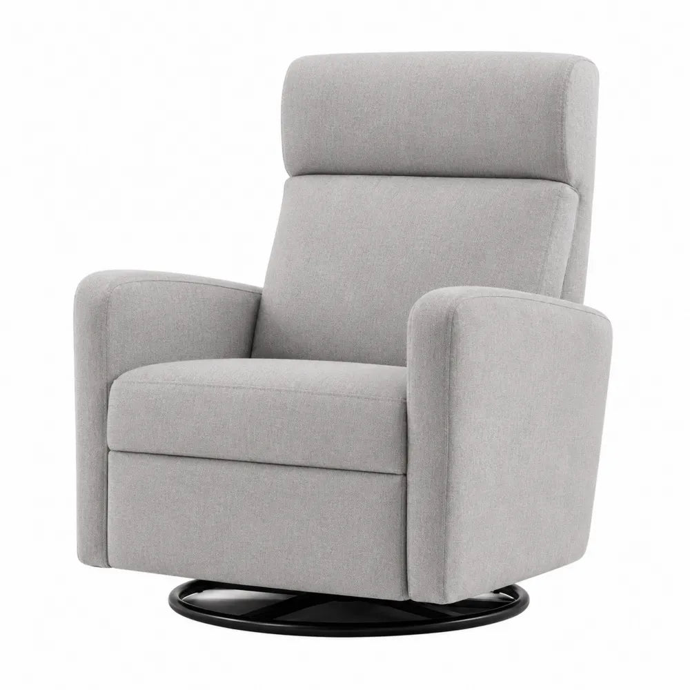 Sillón reclinable giratorio de tela gris claro 80x70x90 cm