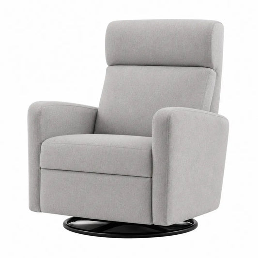 Sillón reclinable giratorio de tela gris claro 80x70x90 cm