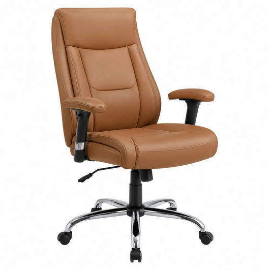 Silla de oficina giratoria de cuero sintético marrón