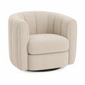 Sillón Giratorio de Tela de Poliéster Beige 75x75x70 cm