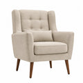 Sillón tapizado en poliéster beige con patas de madera 75x85x90 cm
