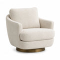 Sillón giratorio de bouclé beige con base metálica