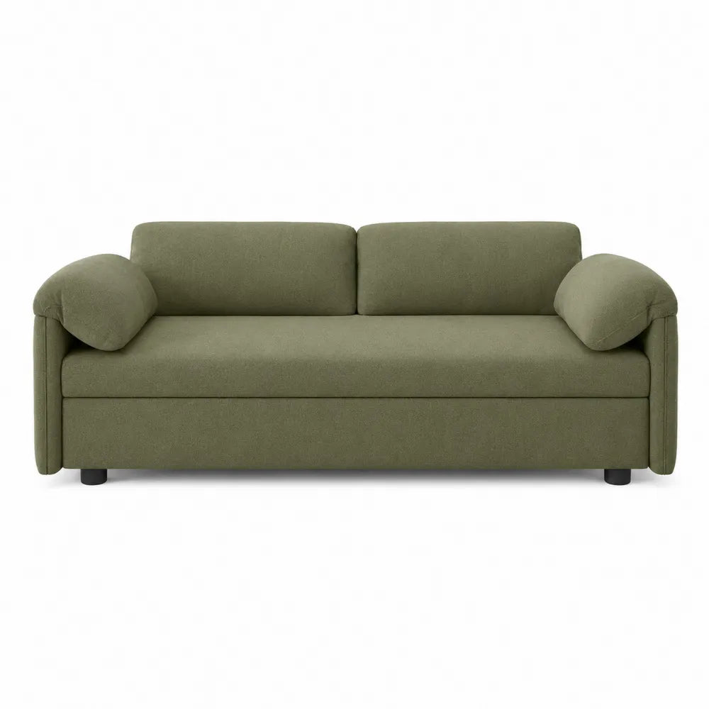 Sofá de tres plazas de tela verde 210x85x75 cm