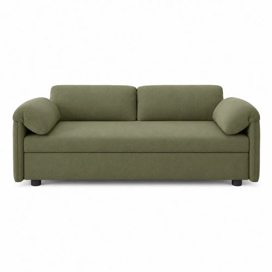 Sofá de tres plazas de tela verde 210x85x75 cm