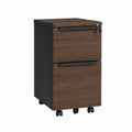 Cajonera de MDF oscuro con ruedas y 2 cajones