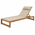 Tumbona de madera de teca con cojín de poliéster beige