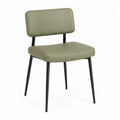 Silla tapizada en PU verde oliva con patas de acero