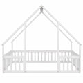 Cama infantil de madera maciza en forma de casa, color blanco